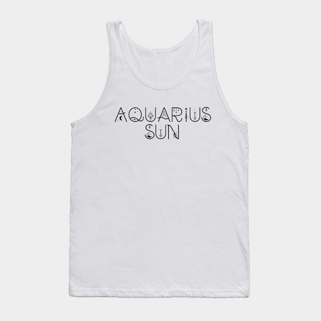 Aquarius sun sign celestial typography Tank Top by lilacleopardco